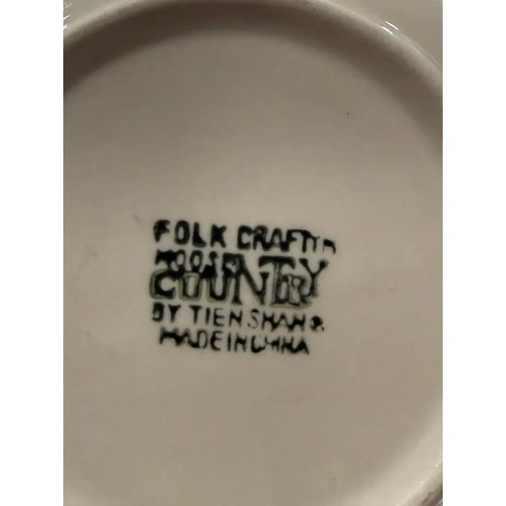 VINTAGE Tienshan Moose Country Cereal Soup Bowls Set 4 Folk Craft Spongeware 6.5